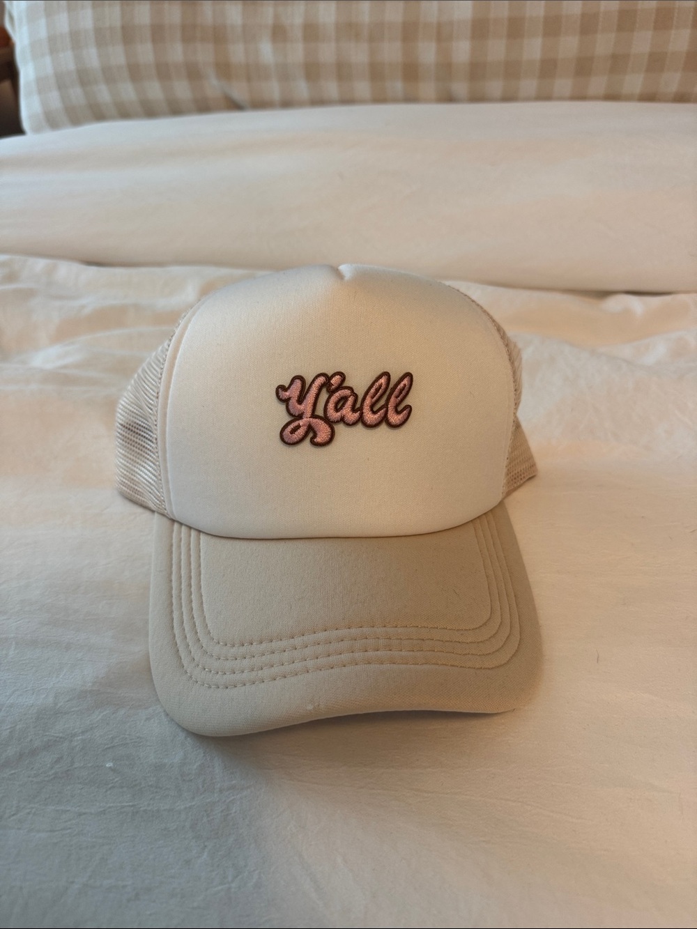 Y'all Trucker Hat - Beige & Pink